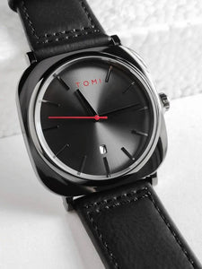 TOMI T-084 Men's Watch Quartz Date Leather Strap