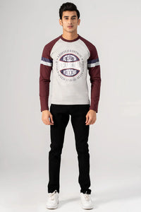 RAGLAN SLEEVE T-SHIRT GREY MAROON