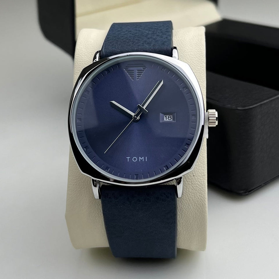 TOMI T-044 Men's Watch Quartz Date Leather Strap