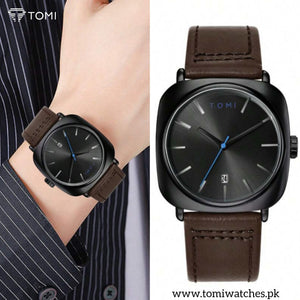 TOMI T-084 Men's Watch Quartz Date Leather Strap